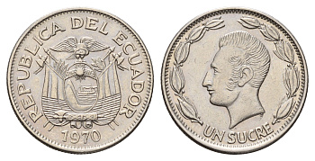 Эквадор 1 сукре 1970 KM 78b сталь плакированная никелем 4114-855