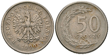 Польша 50 грошей 1990 MW Y 281 медно-никель 4621-325