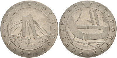 Нидерланды жетон 1990 650 лет Ротердаму 1340-1990 мост Портер KM  медно-никель    4599-633