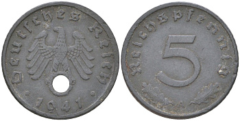 Германия 5 рейхспфеннигов 1941 A KM 98 цинк 4613-832