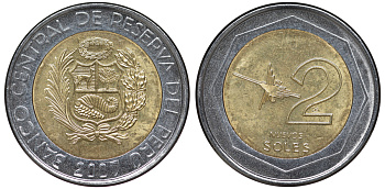 Перу 2 новых соля 2007 LIMA KM 313 биметалл UNC 4605-141