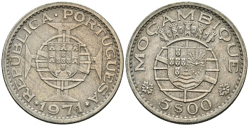 Мозамбик 5 эскудо 1971 KM 86 медно-никель 4148-311