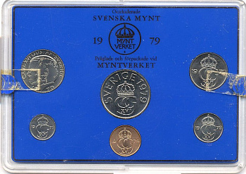 Швеция набор монетного двора из 6 монет 1979 в пластике Карл XVI Густав (1973- ) KM MS11 UNC 5-4-2-87