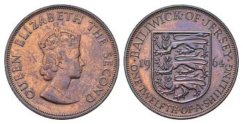 Джерси 1/12 шиллинга 1964 Елизавета II (1952-2022) KM 21 бронза 4634-415