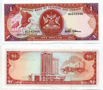 Тринидад и Тобаго 1 доллар 1985 подпись 7 Pick 36d бумага aUNC 2197-14-2-1