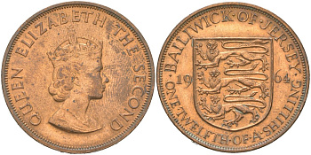 Джерси 1/12 шиллинга 1961 KM 21 бронза 4389-626