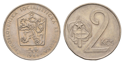 Чехословакия 2 кроны 1986 KM 75 медно-никель UNC 4678-653