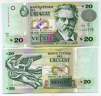 Уругвай 20 песо 2003 Хуан Соррилья де сан Мартин, поэт Pick 83A бумага UNC (пресс) 447-70-1-1