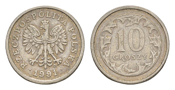 Польша 10 грошей 1991 Y 279 медно-никель 4625-657