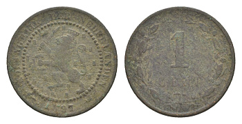 Нидерланды 1 цент 1897 Вильгельмина (1890-1948) KM 107 бронза 71-1515