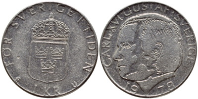 Швеция 1 крона 1978 Карл XVI Густав (1973- ) KM 852 медь плакированная медно-никелем 89-1553