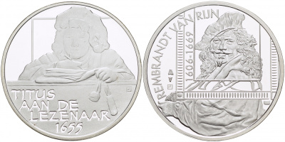 НИДЕРЛАНДЫ МЕДАЛЬ РЕМБРАНДТ (1606-1669), ТИТУС У АНАЛОЯ, ПОРТРЕТ 1655, ДИАМЕТР 30 мм., ВЕС 9,42 гр. медно-никель 1087-2-15