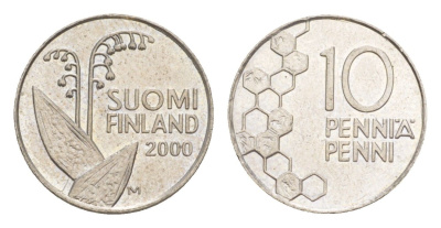 Финляндия 10 пенни 2000 KM 65 медно-никель 4647-362
