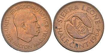 Сьерра-Леоне 1/2 цента 1964 KM 16 бронза 192-324