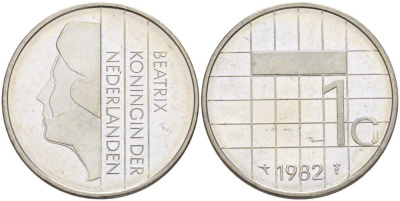 Нидерланды 1 гульден 1982 Беатрикс (1980-2013) KM 205 никель 213-936