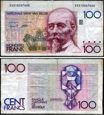 Бельгия 100 франков ND (1982-1984) Pick 142 a (7) бумага 7221-27-1-1
