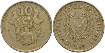 Кипр 10 центов 1983 KM 56.1 никель латунь 181-515