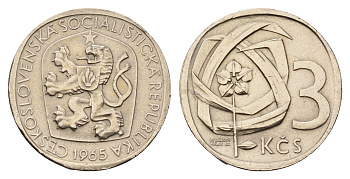 Чехословакия 3 кроны 1965 KM 57 медно-никель 4678-655