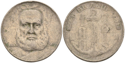 Бразилия 100 рейс 1937 Маркиз Тамандаре KM 536 медно-никель 4115-562