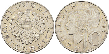 АВСТРИЯ 10 ШИЛЛИНГОВ 1980 KM 2918 никель плакированный медно-никелем 110-1254