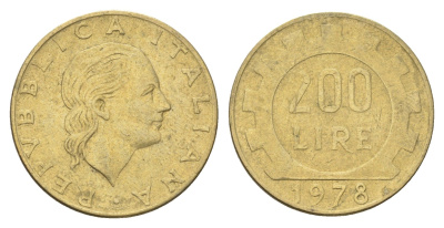 Италия 200 лир 1978 R, шестерня KM 105 алюминиевая бронза 4704-816