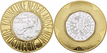 Австрия 5 евро 2008 100 лет со дня рождения Герберта фон Караяна KM 3156 серебро UNC 1068-7-41