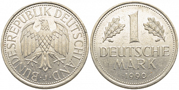 ФРГ 1 МАРКА 1990 G J.385, KM 110 медно-никель 3856-233