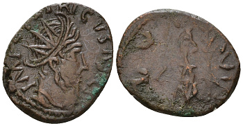 Римская Империя, императоры в Галлии антониниан 274 Тетрик, IMP C TETRICVS P F AVG, бюст императора / SALVS AVG, Салюта, персонификация Здоровья, локальная чеканка в Галлии RIC 126 биллон 1073-25-75