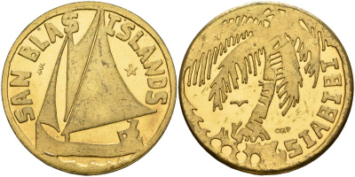 Панамские острова Сан-Блас 5 кокосов 1977 латунь 3711-113