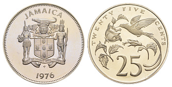 Ямайка 25 центов 1976 KM 56 медно-никель PROOF 25-626