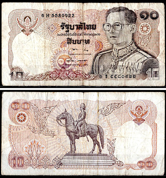 Таиланд 10 бат 1980 Pick 87 (6) бумага 7204-27-2-2