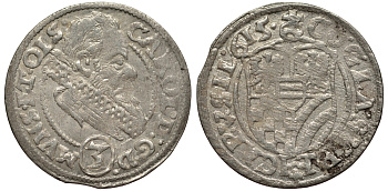 Силезия, Мюнстерберг, Олесница грошен (3 крейцера) 1615 Карл II серебро 413-1223