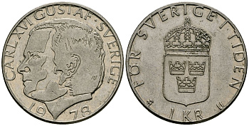 Швеция 1 крона 1978 Карл XVI Густав (1973- ) KM 852 медь плакированная медно-никелем 4171-1233