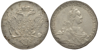 Россия 1 рубль 1776 СПБ-ТИ-ЯЧ, Екатерина II (1762-1796) Биткин 221 серебро 00-803-42