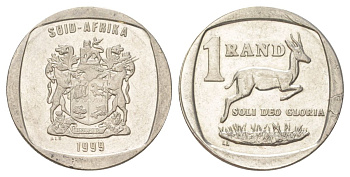 ЮАР 1 ранд 1999 KM 164 медь плакированная никелем aUNC 4627-345