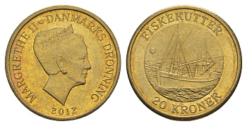 Дания 20 крон 2012 Корабли - Рыболовецкая лодка KM 953 алюминиевая бронза UNC 4650-1044