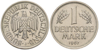 ФРГ 1 марка 1967 J KM 110 60-1212