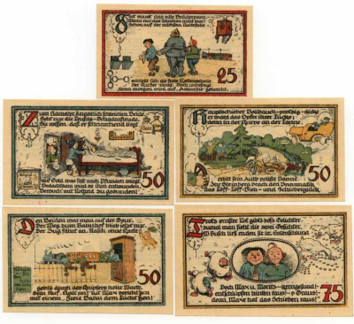 ГАНТЕРСЛЕБЕН ЛОТ ИЗ 5 БОН 25 50 75 ПФЕННИГОВ ВРЕДИТЕЛИ бумага UNC (пресс) 70-3211
