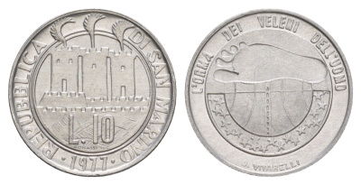 Сан-Марино 10 лир 1977 Экология KM 66 алюминий UNC 4648-242