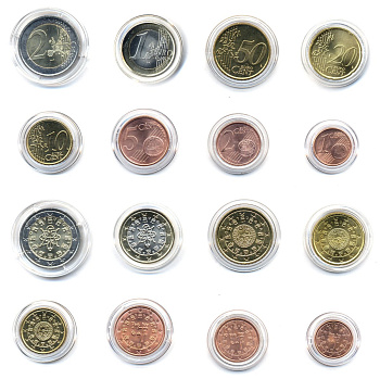 ПОРТУГАЛИЯ ЕВРОНАБОР ИЗ 8 МОНЕТ 2002-2003 В КАПСУЛАХ С СЕРТИФИКАТОМ биметалл UNC 06-081-24