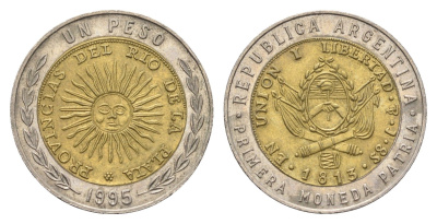 Аргентина 1 песо 1995 KM 112 биметалл 4663-635