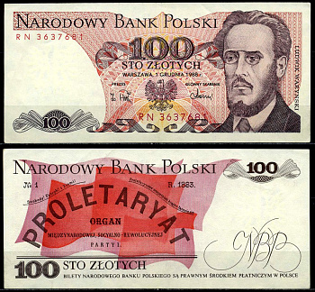 Польша 100 злотых 1988 Людвиг-Фаддей Варынский, манифест социал-революционной партии Pick 143 e бумага 6287-12-1-2