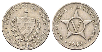 Куба 5 сентаво 1946 KM 11.3 медно-никель 4697-1139