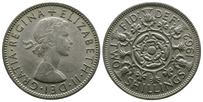 Великобритания 2 шиллинга (флорин) 1962 Елизавета II (1952-2022) KM 906, Spink 4146 медно-никель 4382-412