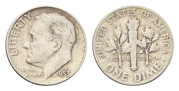 США 1 дайм (10 центов) 1953 KM 195 серебро 4580-1026