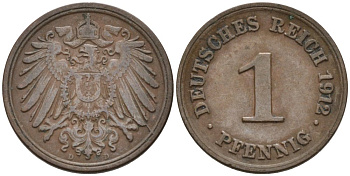 Германия 1 пфенниг 1912 D KM 10, J. 10 медь 4576-239