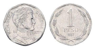 Чили 1 песо 1997 KM 231 алюминий UNC 4689-165