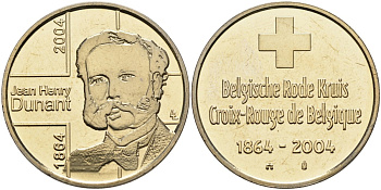 Бельгия жетон 2004 140 лет Бельгийскому обществу "Красный крест", диаметр 30 мм. медно-никель UNC 88-1014