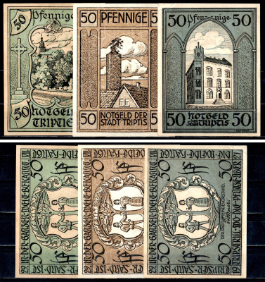 Триптис (Тюрингия) набор из 3 нотгельдов 1921 7554-2-1-1