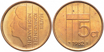 Нидерланды 5 центов 1982 Беатрикс (1980-2013) KM 202 бронза UNC 3856-517